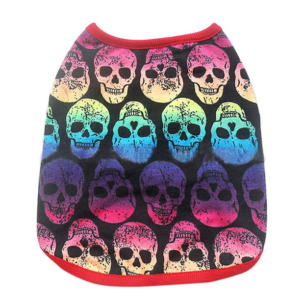 Cotton French Bulldog Skull Print Vest