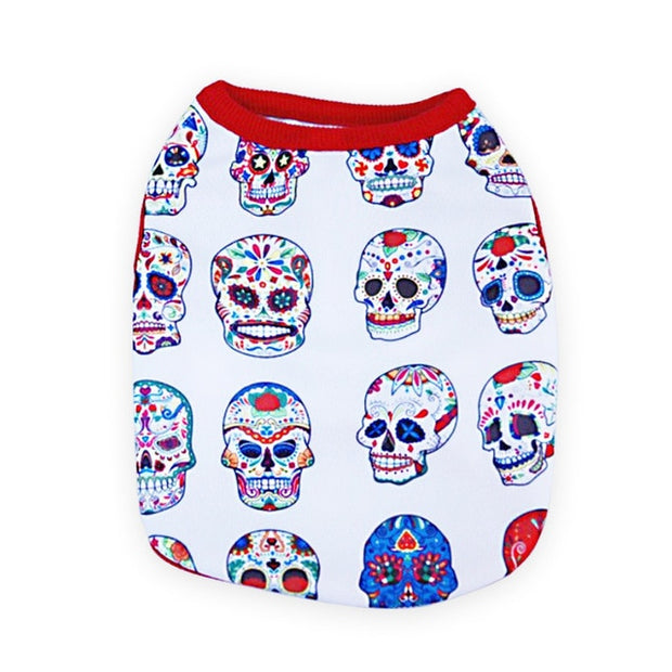 Cotton French Bulldog Skull Print Vest