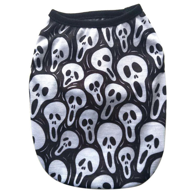 Cotton French Bulldog Skull Print Vest