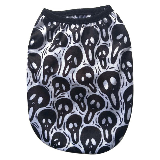 Cotton French Bulldog Skull Print Vest