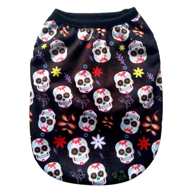 Cotton French Bulldog Skull Print Vest
