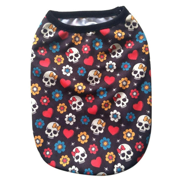 Cotton French Bulldog Skull Print Vest