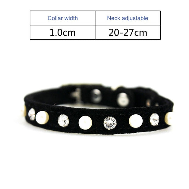 Rhinestone Crystal Velvet Crown Dog Collar