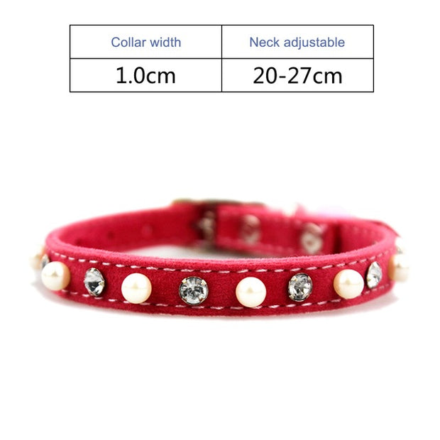 Rhinestone Crystal Velvet Crown Dog Collar