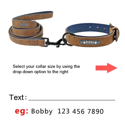 Dog Tag Collar And Leash Set